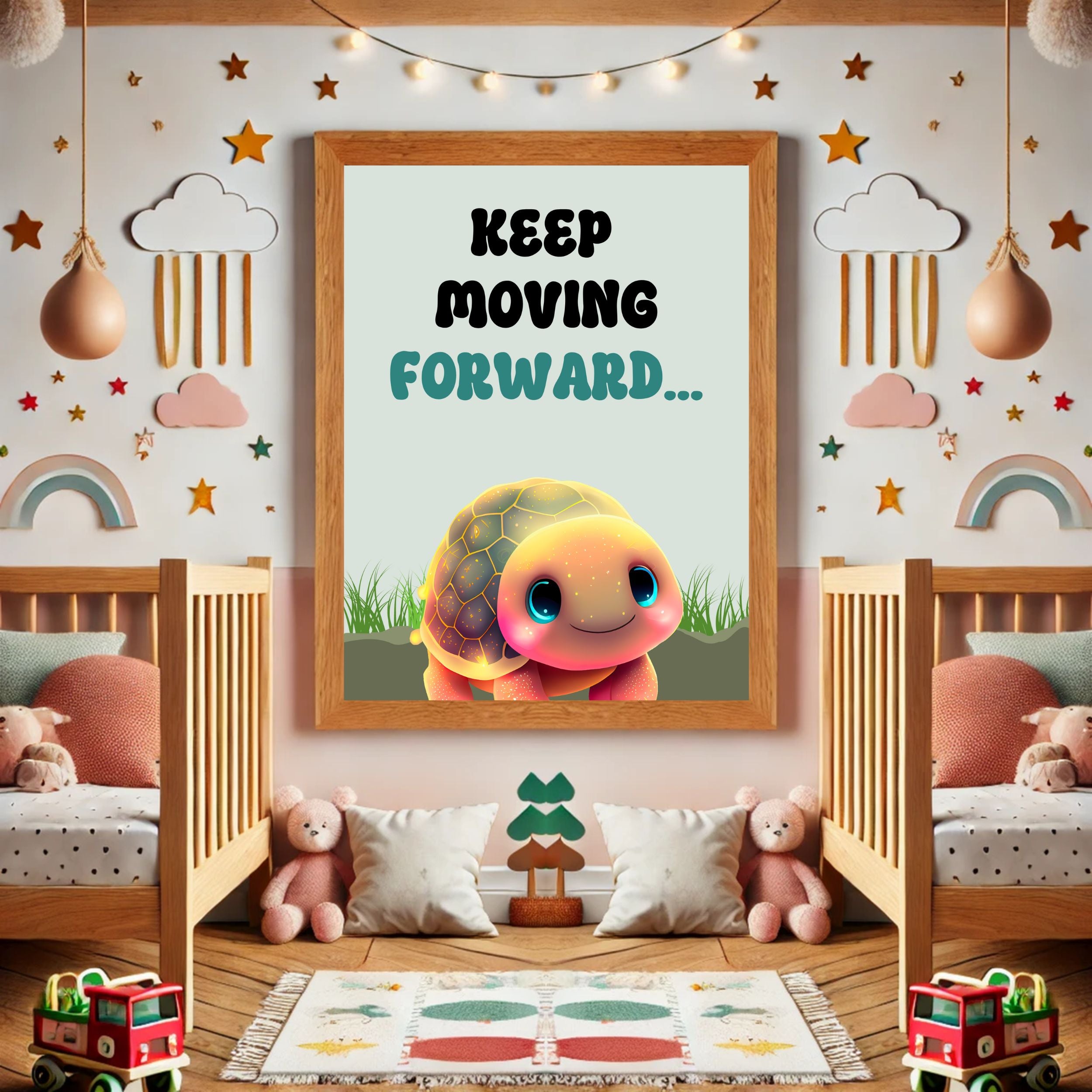 Keep Moving Forward: Sustainable Framed Poster with Ayous Wood