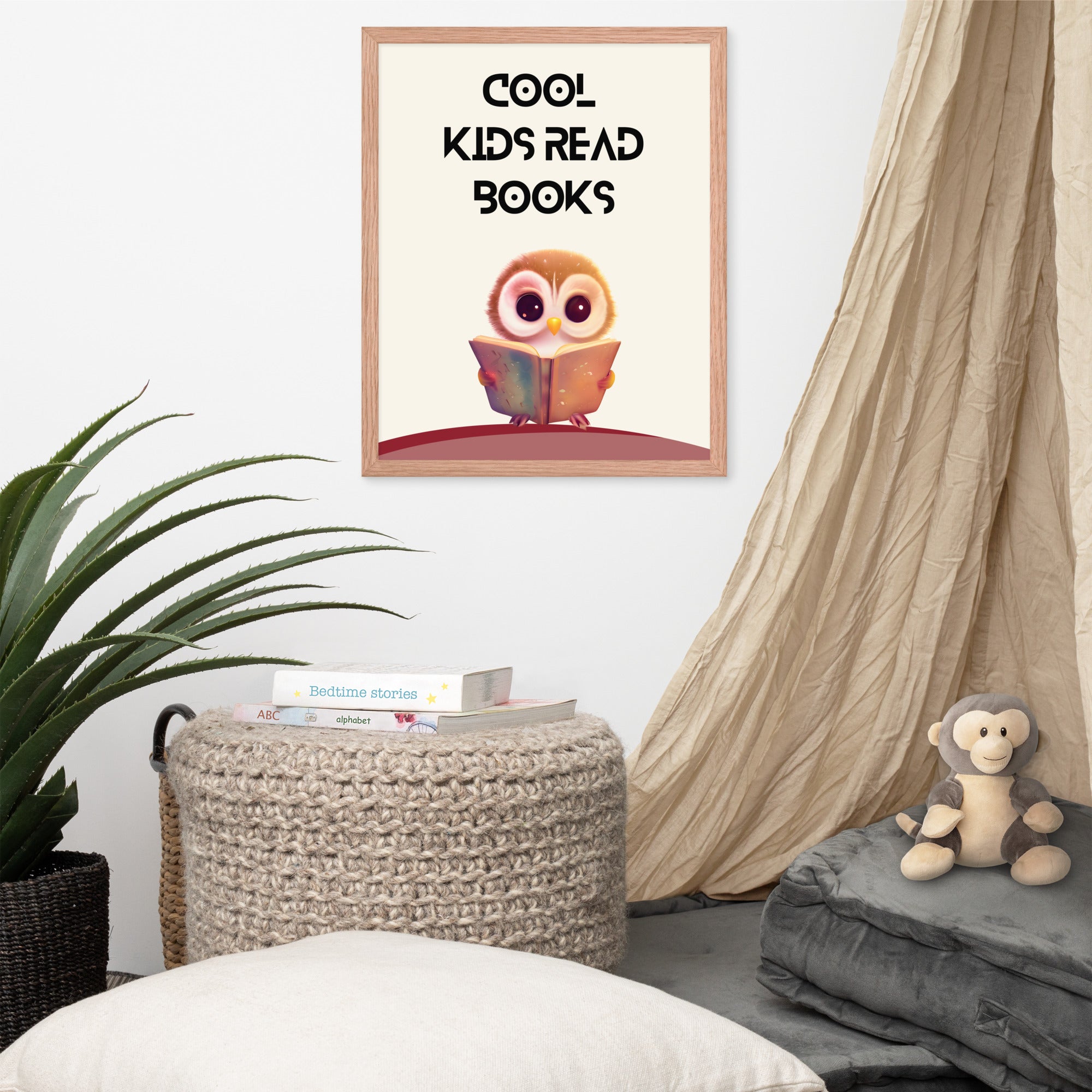 Cool Kids Read Books: Sustainable Framed Poster with Ayous Wood