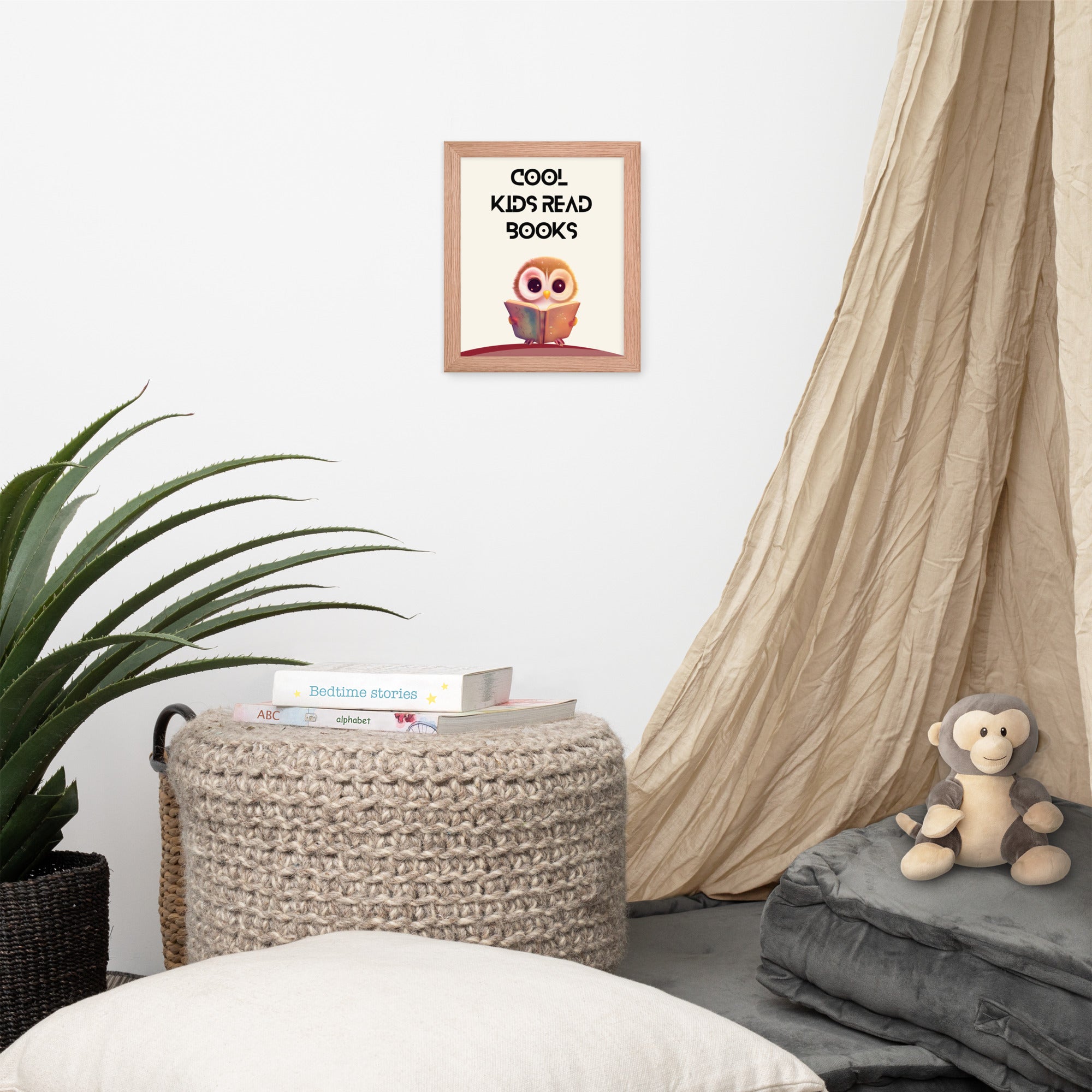 Cool Kids Read Books: Sustainable Framed Poster with Ayous Wood