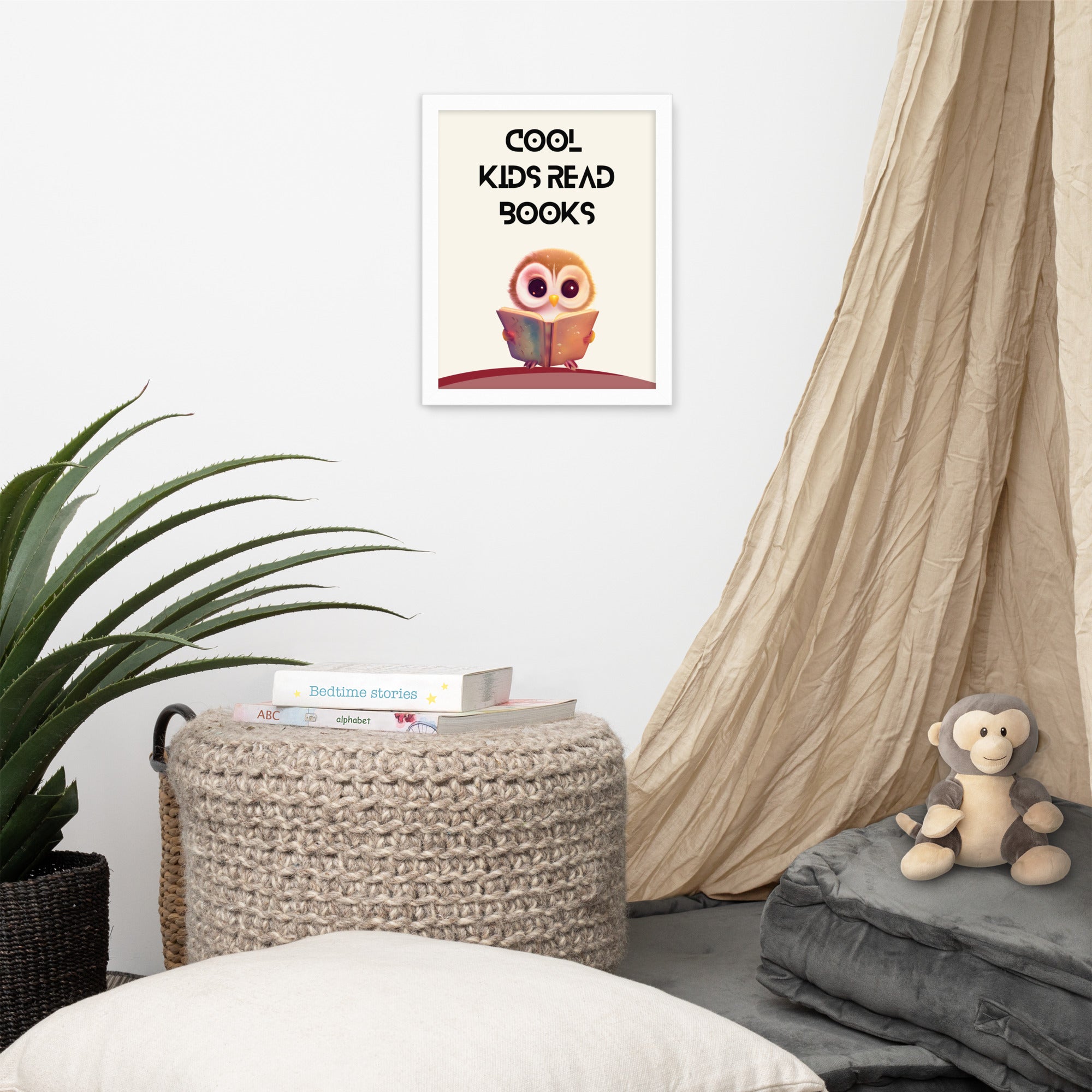 Cool Kids Read Books: Sustainable Framed Poster with Ayous Wood