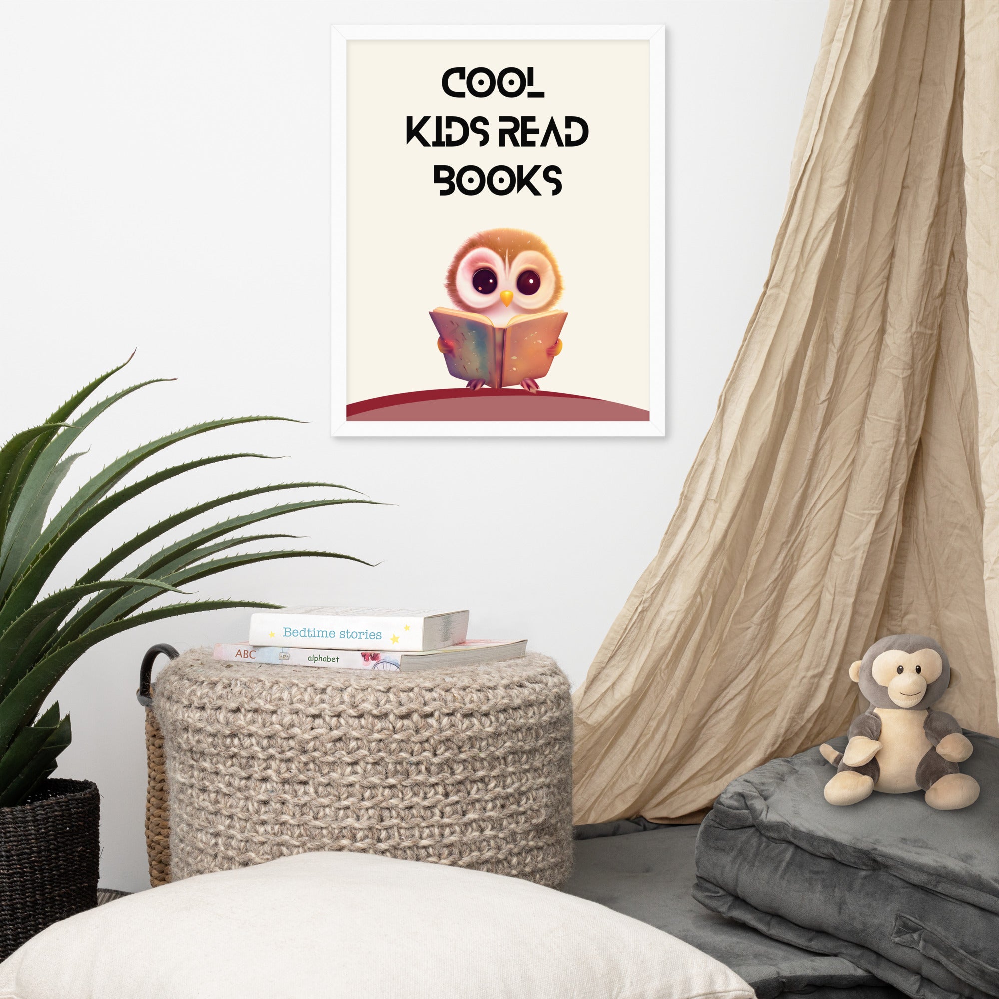 Cool Kids Read Books: Sustainable Framed Poster with Ayous Wood