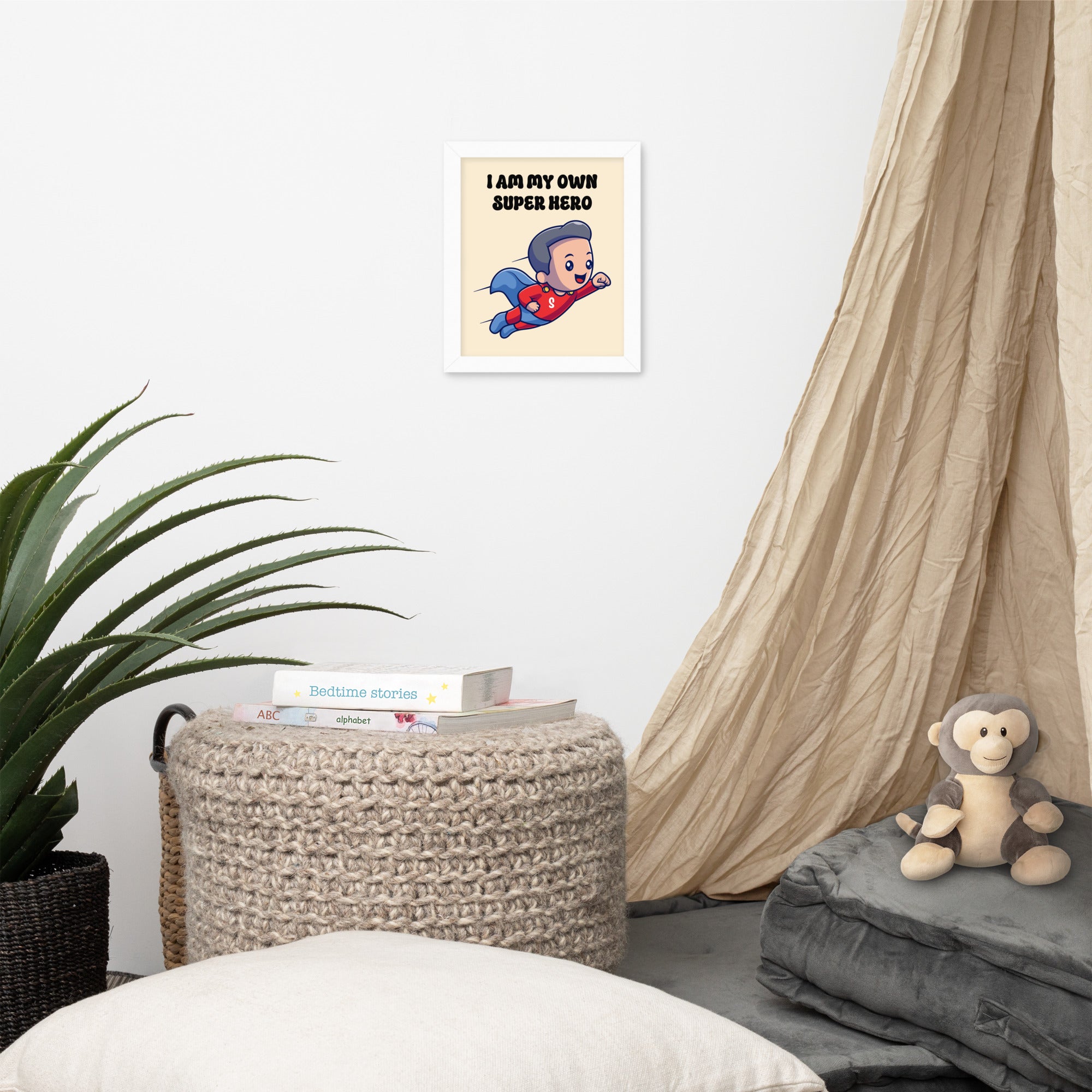 I Am My Own Super Hero: Sustainable Framed Poster with Ayous Wood