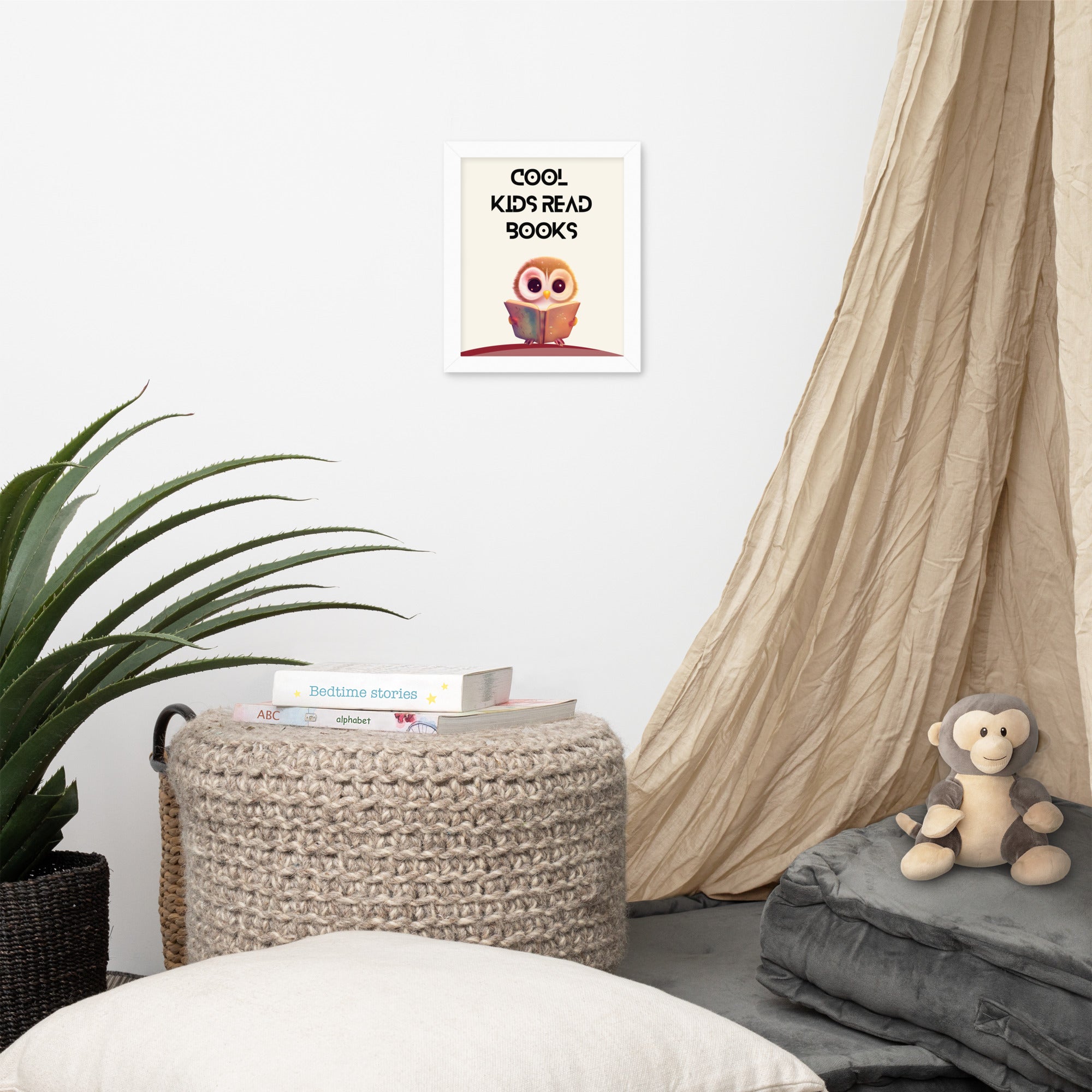 Cool Kids Read Books: Sustainable Framed Poster with Ayous Wood